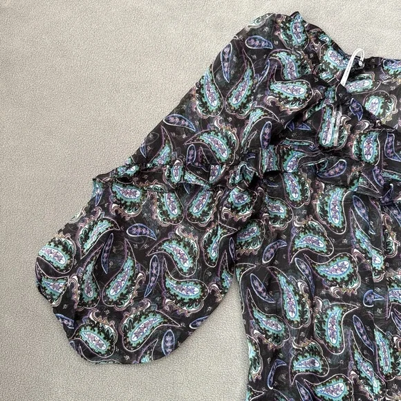 Victorias Secret Beach Dress Womens Medium Black Maxi Paisley Sheer Cover Up - Picture 7 of 16